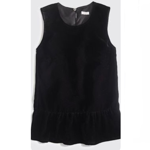 NWT J. Crew Size 0 Black Drapey Velvet Peplum Tank Top Holiday New Years - Picture 3 of 7